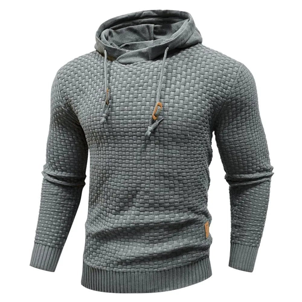 Heren hoodie met structuurbrei in grijs, productfoto