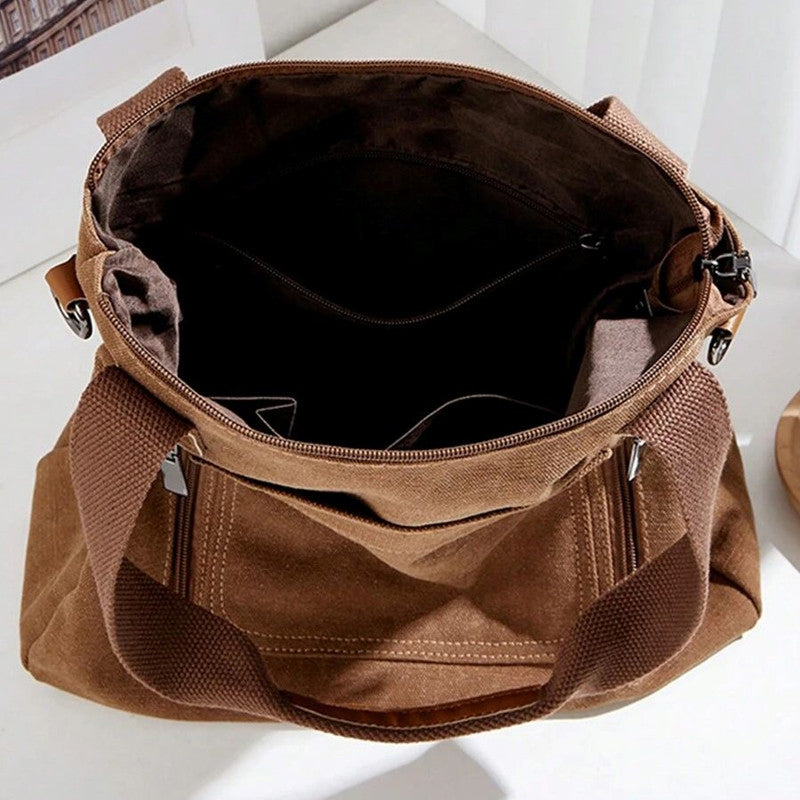 Canvas Schoudertas Dames | Ruim | Rits | Verstelbare Band-Boutique Moda