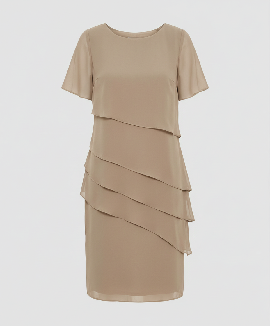 Gelaagde Jurk Dames | Korte Mouw | Elegant | Vier Kleuren-Boutique Moda
