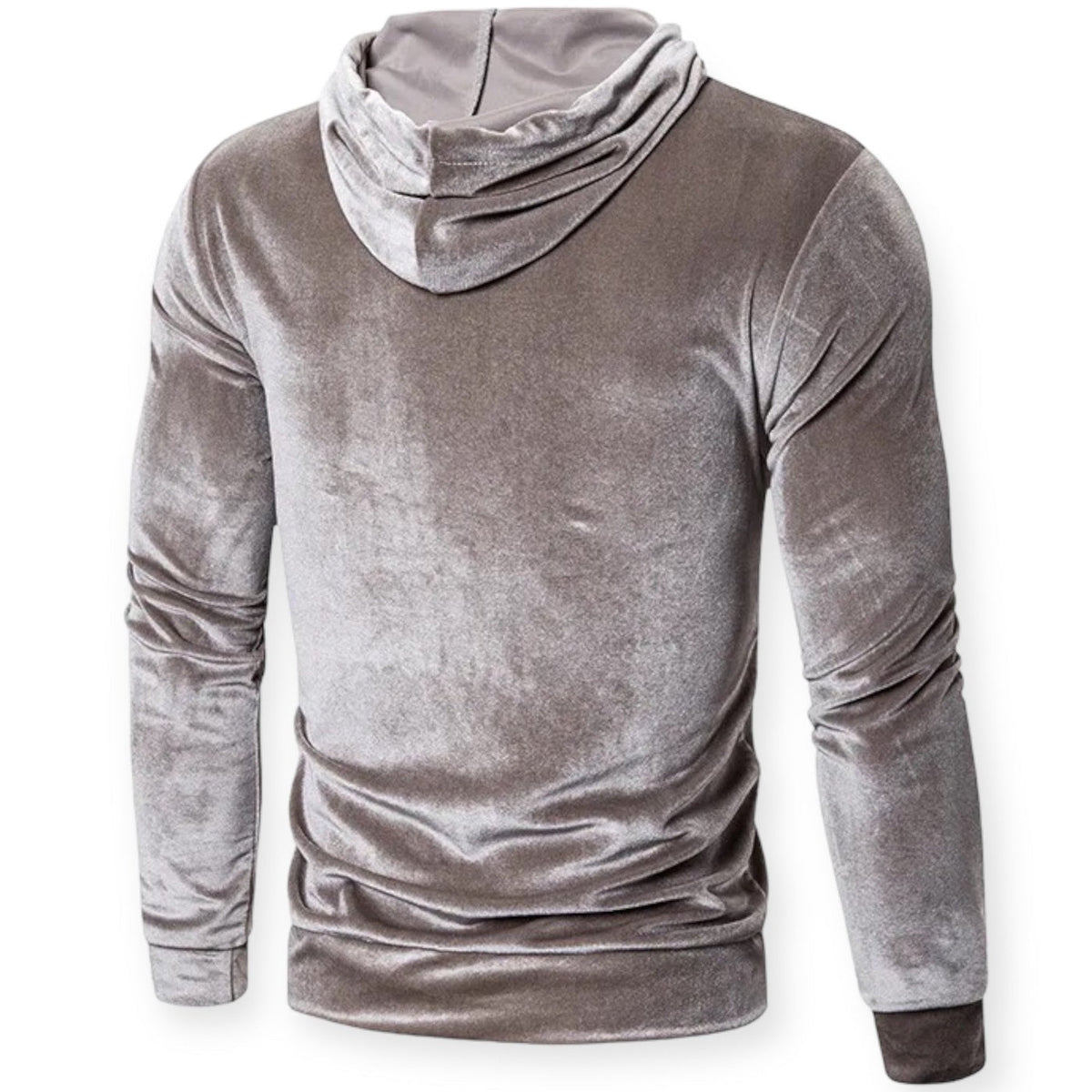Fluwelen hoodie voor heren in grijs, achterkant