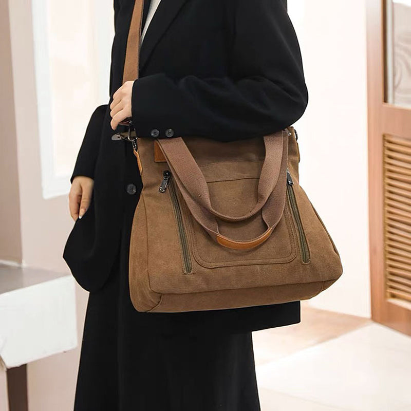 Canvas Schoudertas Dames | Ruim | Rits | Verstelbare Band-Boutique Moda