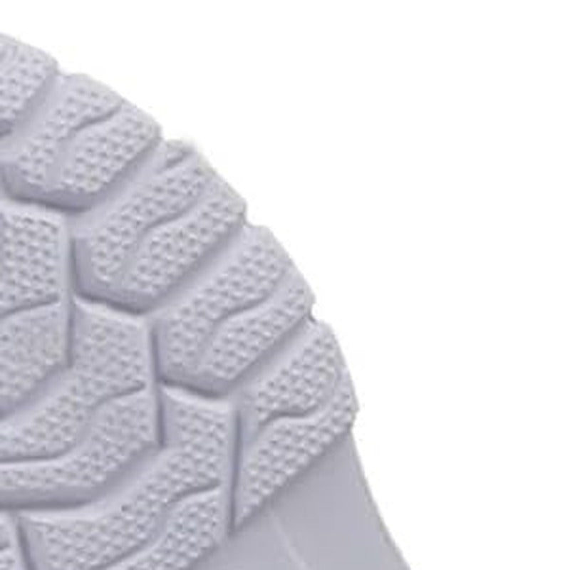 Gevoerde thermo-regenlaarzen voor heren in wit, close-up van de zool