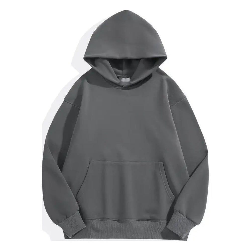 Dikke katoenen hoodie voor heren in donkergrijs, voorkant