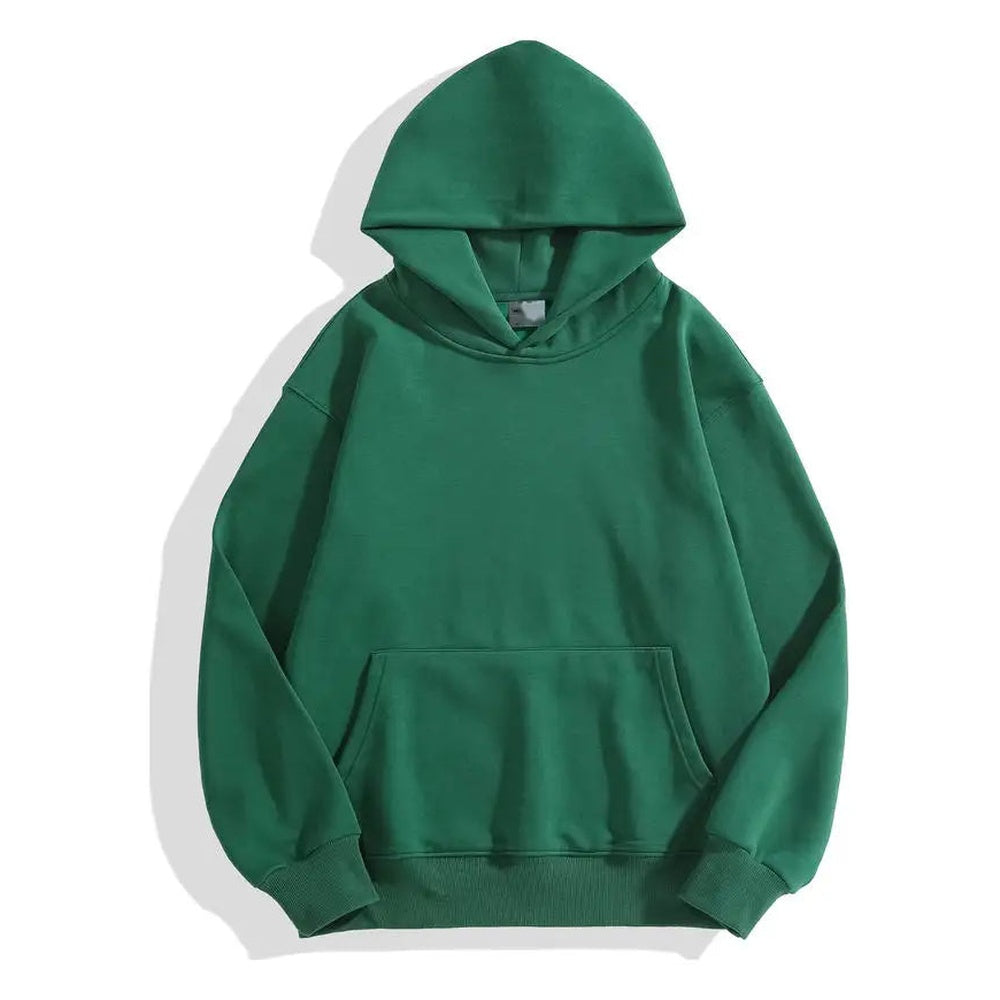 Dikke katoenen hoodie voor heren in donkergroen, voorkant