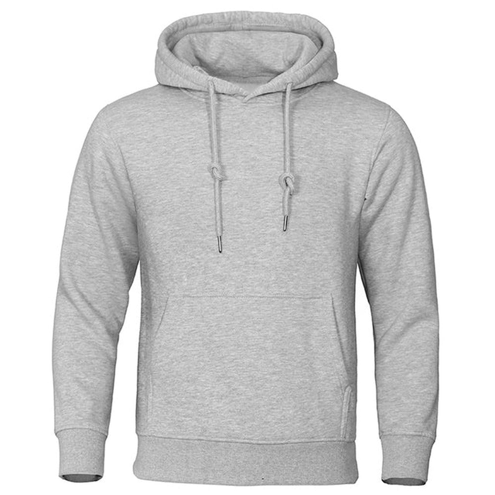 Basic hoodie voor heren in lichtgrijs, voorkant