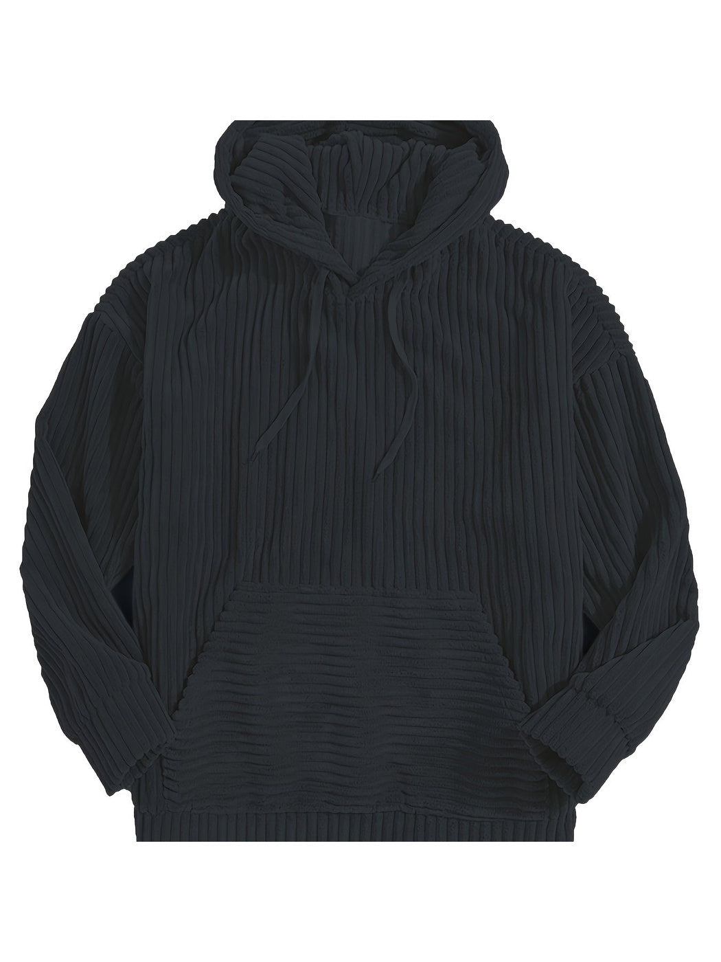 Ribcord hoodie voor heren in marineblauw, voorkant