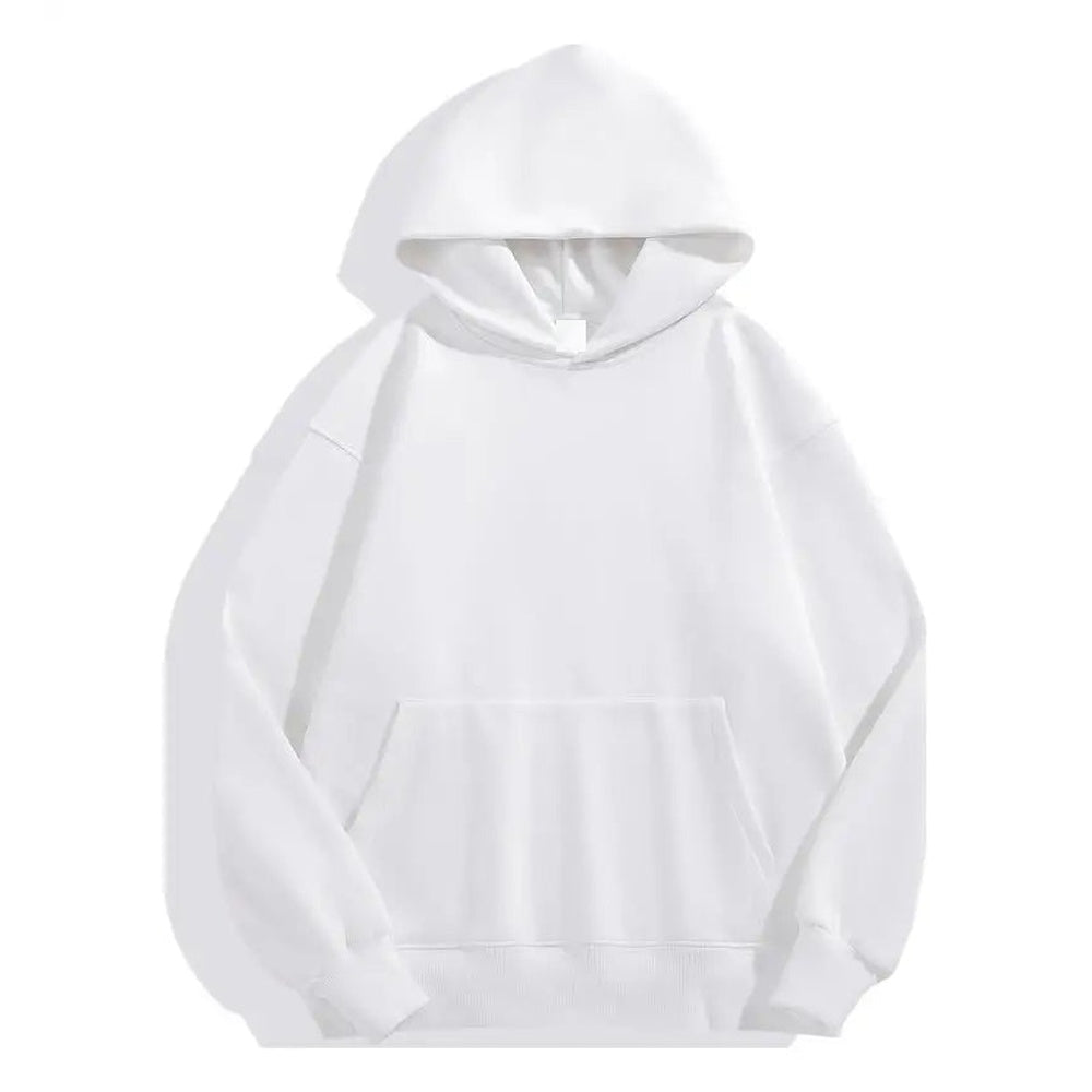 Dikke katoenen hoodie voor heren in wit, voorkant