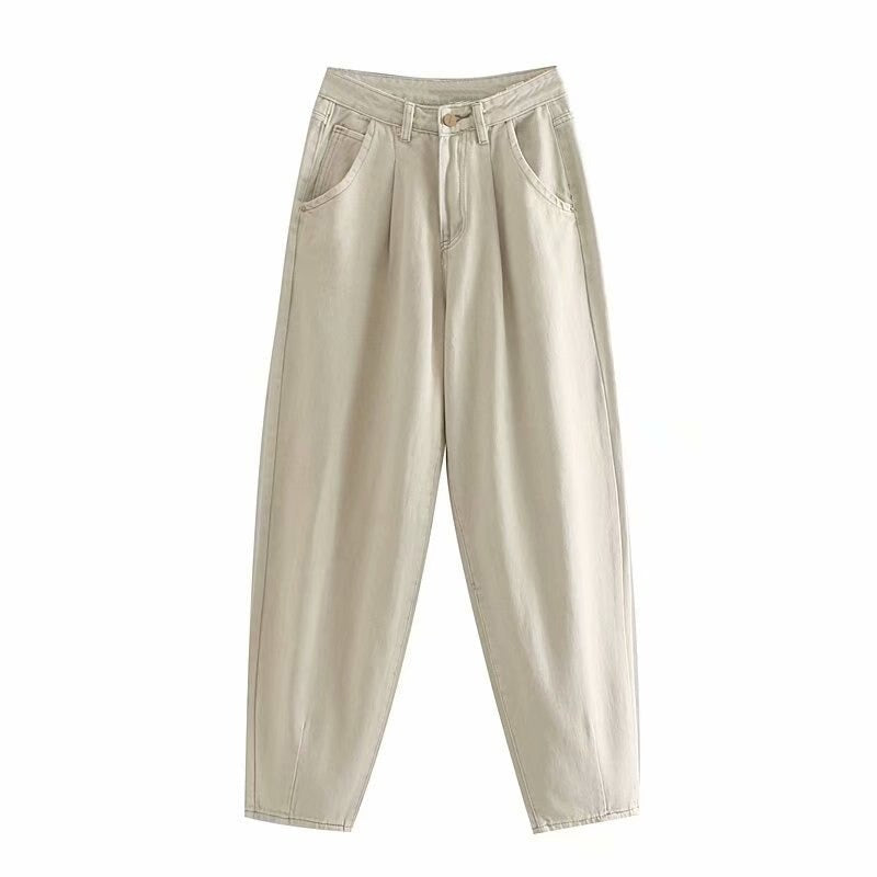 Beige barrel jeans, voorkant