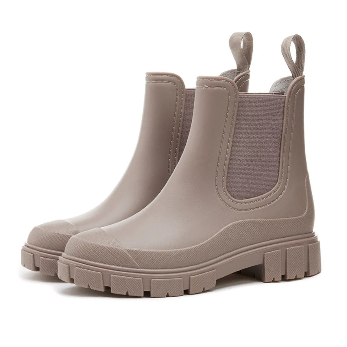 Waterdichte Chelsea boots met neuskap in taupe, productfoto