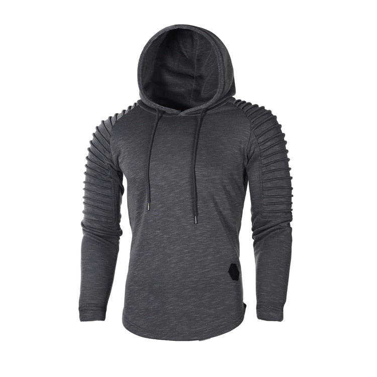 Slim fit hoodie met geribde mouwen voor heren in grijs, voorkant