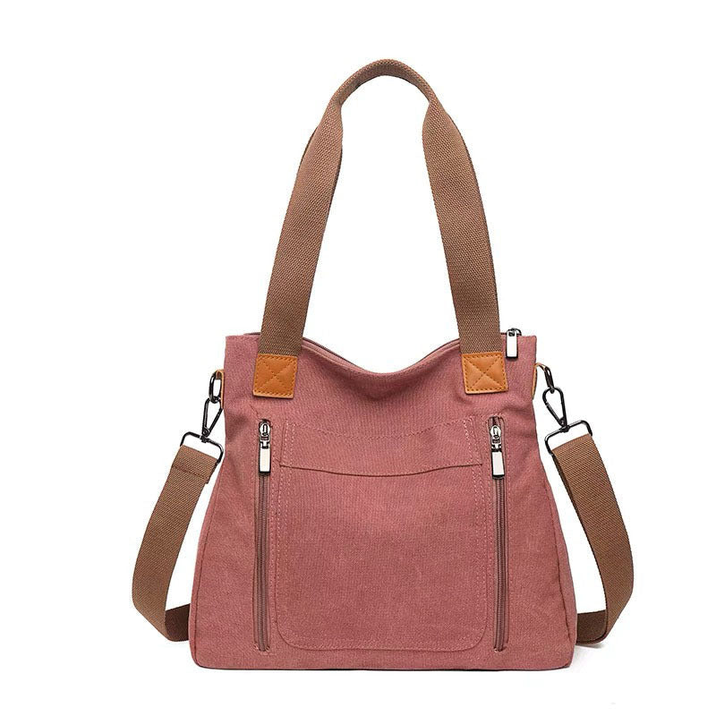 Canvas Schoudertas Dames | Ruim | Rits | Verstelbare Band-Boutique Moda