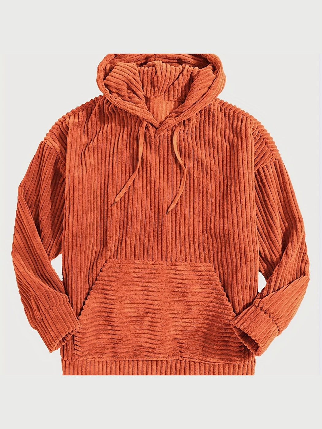 Ribcord hoodie voor heren in oranje, voorkant