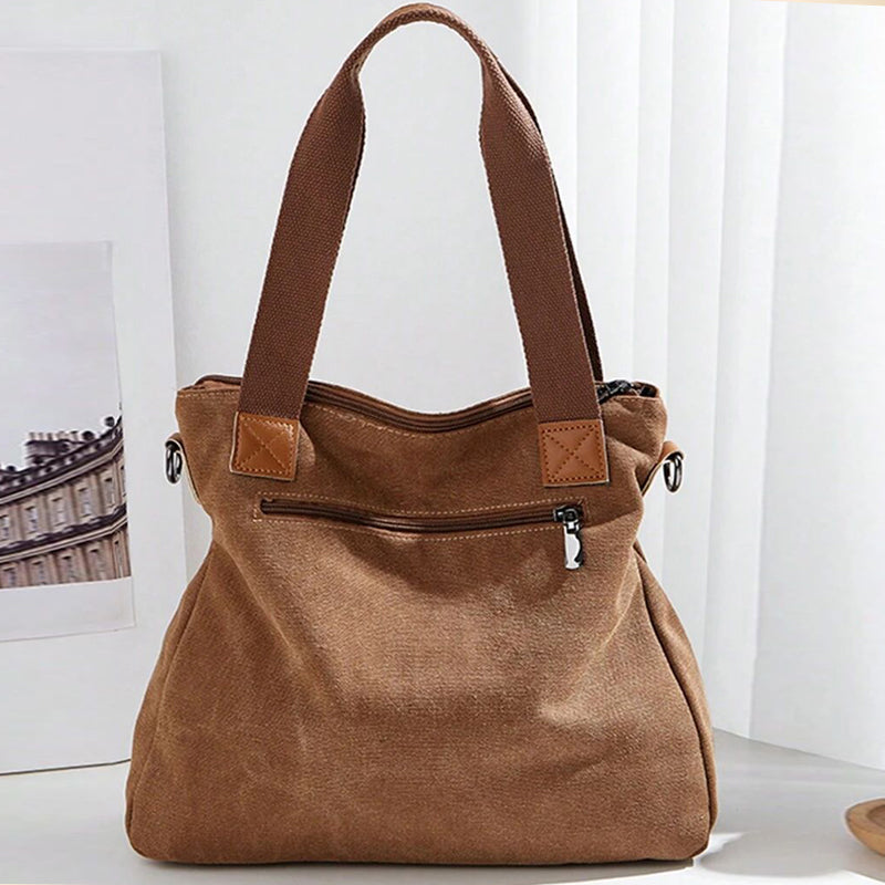 Canvas Schoudertas Dames | Ruim | Rits | Verstelbare Band-Boutique Moda