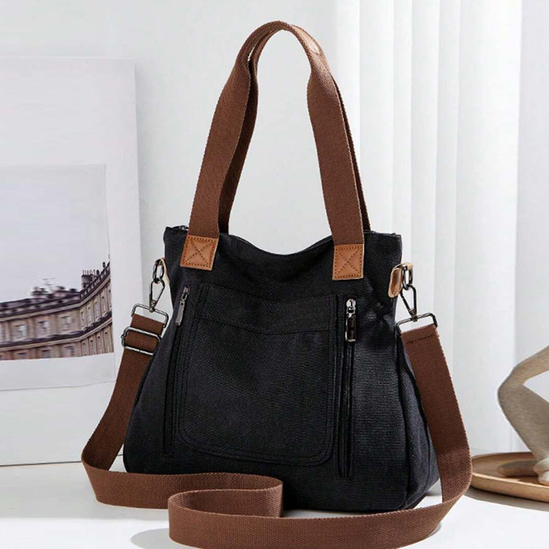 Canvas Schoudertas Dames | Ruim | Rits | Verstelbare Band-Boutique Moda