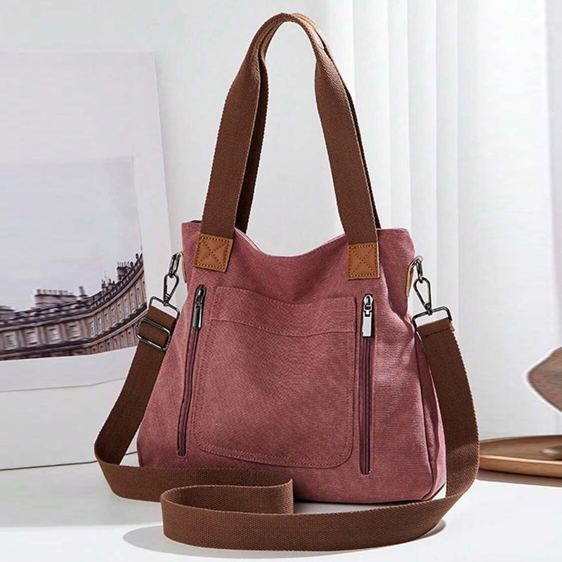 Canvas Schoudertas Dames | Ruim | Rits | Verstelbare Band-Boutique Moda
