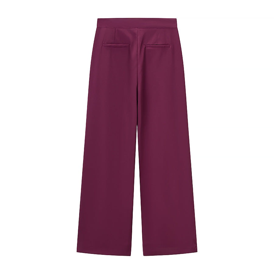 Smokingbroekpak met veren aan de mouwen in bordeaux, broek zonder model