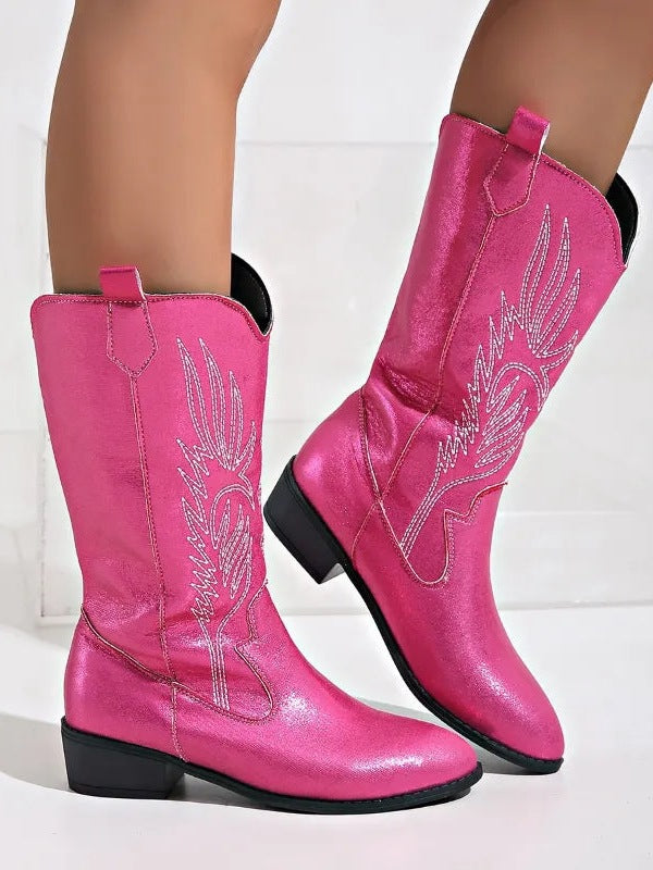 Cowgirllaarzen Vrouwen | Metallic | Western Cowboylaarzen | Lage Hak