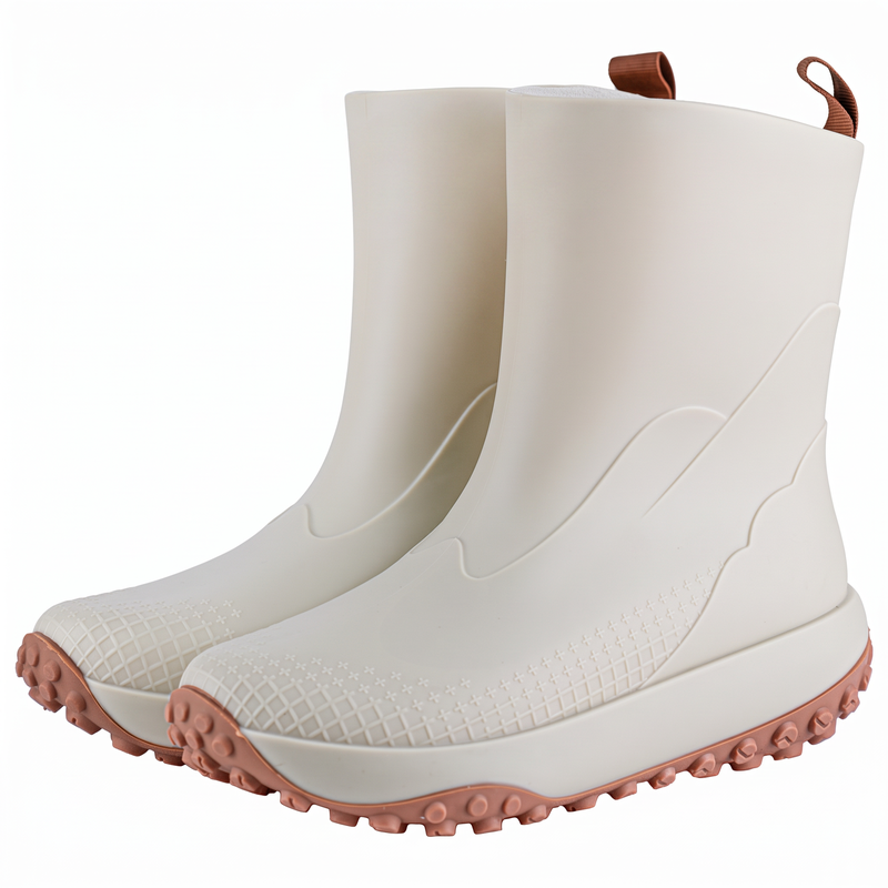 Beige rubberlaarzen voor heren met lussen aan de achterkant