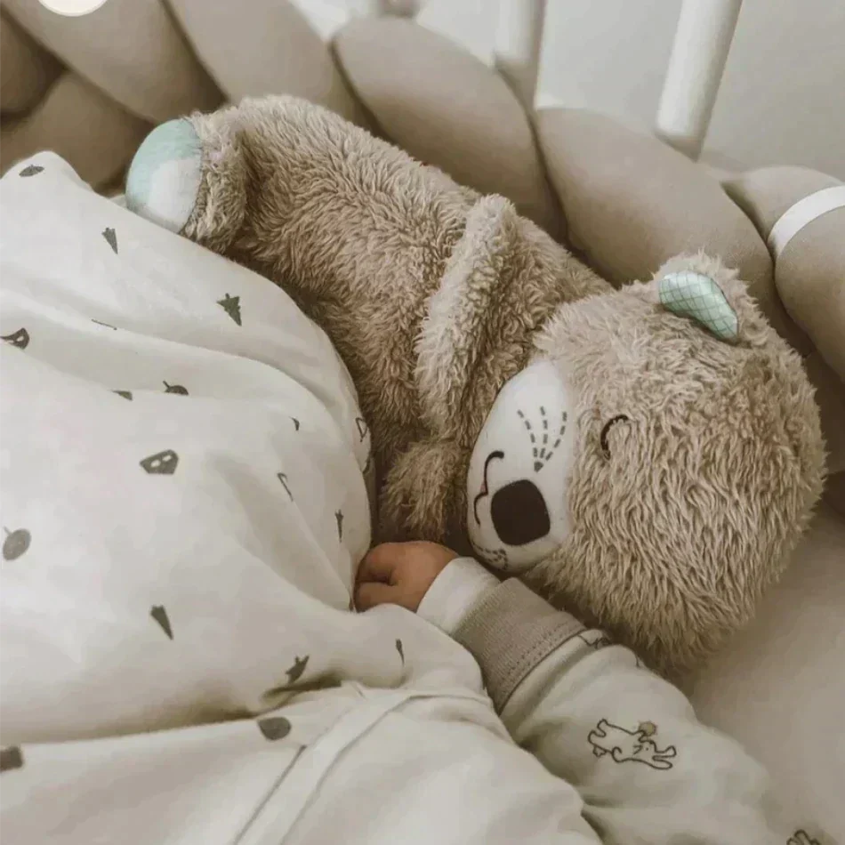 Ademende Otter Teddy - Rustgevende, lichtgevende muzikale teddybeer knuffel voor baby's-Boutique Moda