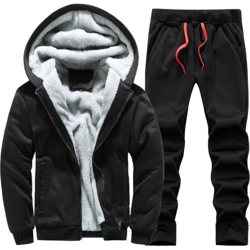 Alan Trainingspak Set | Warme fleece gevoerde heren trainingspak met hoodie-Boutique Moda