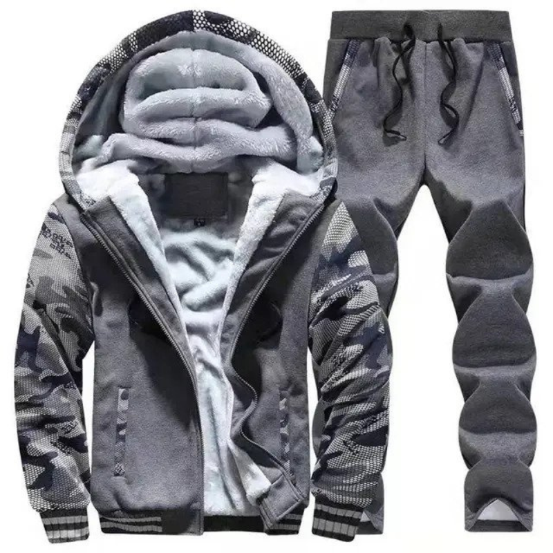 Alan Trainingspak Set | Warme fleece gevoerde heren trainingspak met hoodie-Boutique Moda