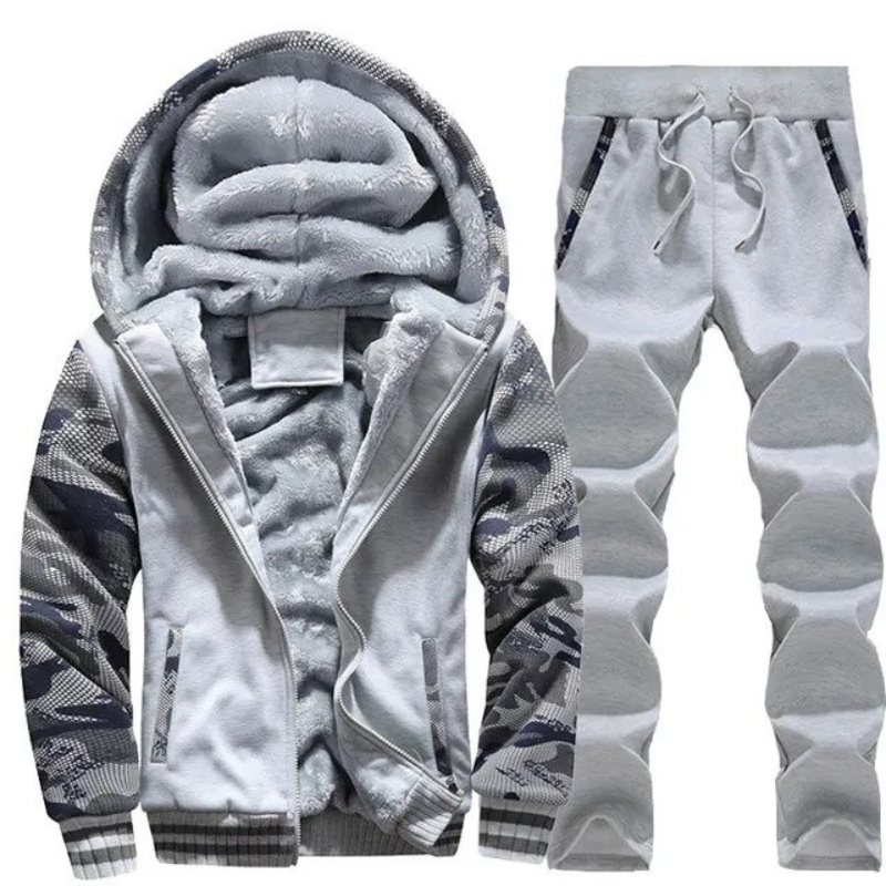 Alan Trainingspak Set | Warme fleece gevoerde heren trainingspak met hoodie-Boutique Moda