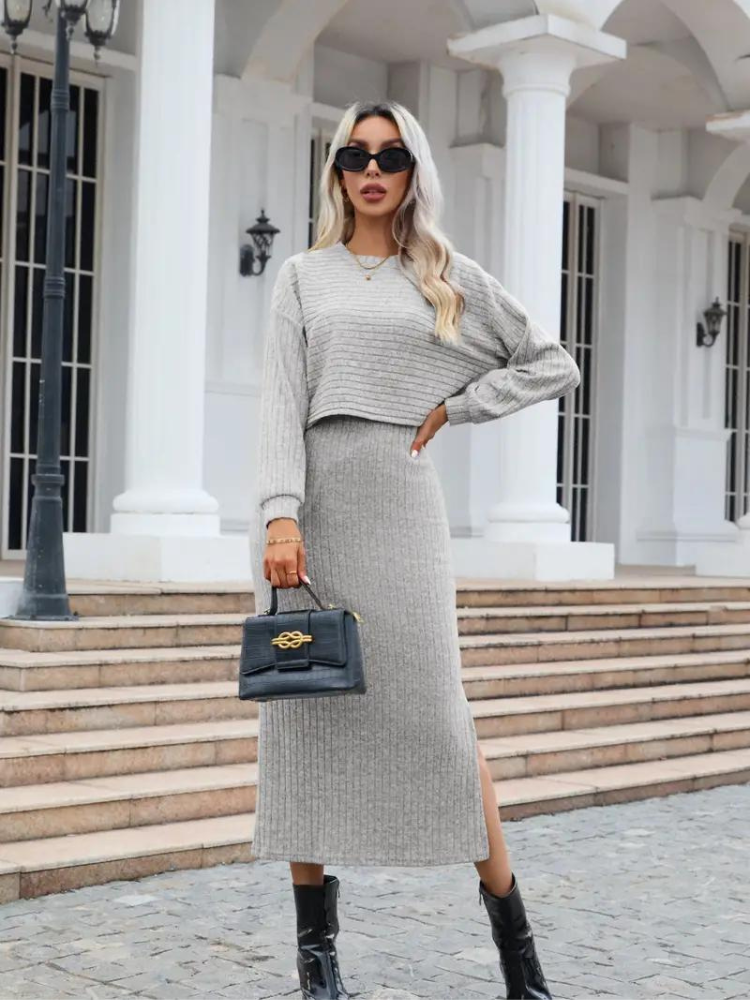 Azelea Bijpassende Set | Stijlvolle Jurk & Trui voor Vrouwen-Boutique Moda