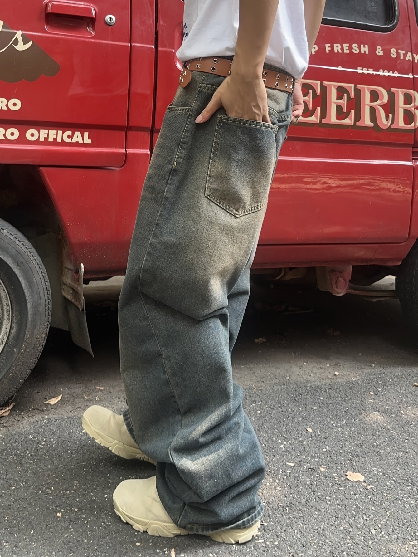 Baggy jeans - Gewassen loose fit jeans voor heren-Boutique Moda