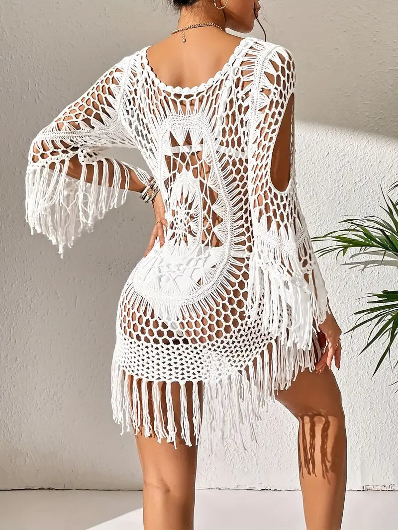 Beach Cover Up - Boho Stijl - Lange Mouw - Bikini gewaad - Strandoutfits-Boutique Moda