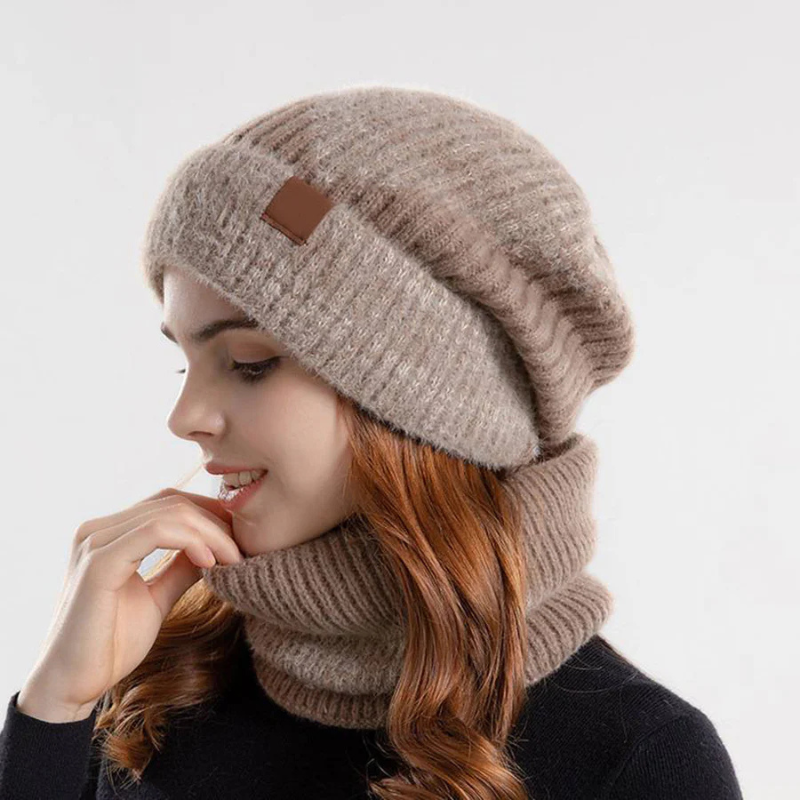 Beanie en Sjaal Set | Gebreid | Warm | Nekwarmer | Winter Hoofddeksel voor Vrouwen-Boutique Moda
