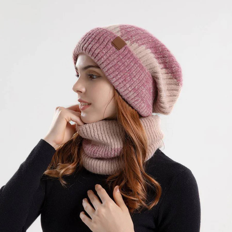 Beanie en Sjaal Set | Gebreid | Warm | Nekwarmer | Winter Hoofddeksel voor Vrouwen-Boutique Moda