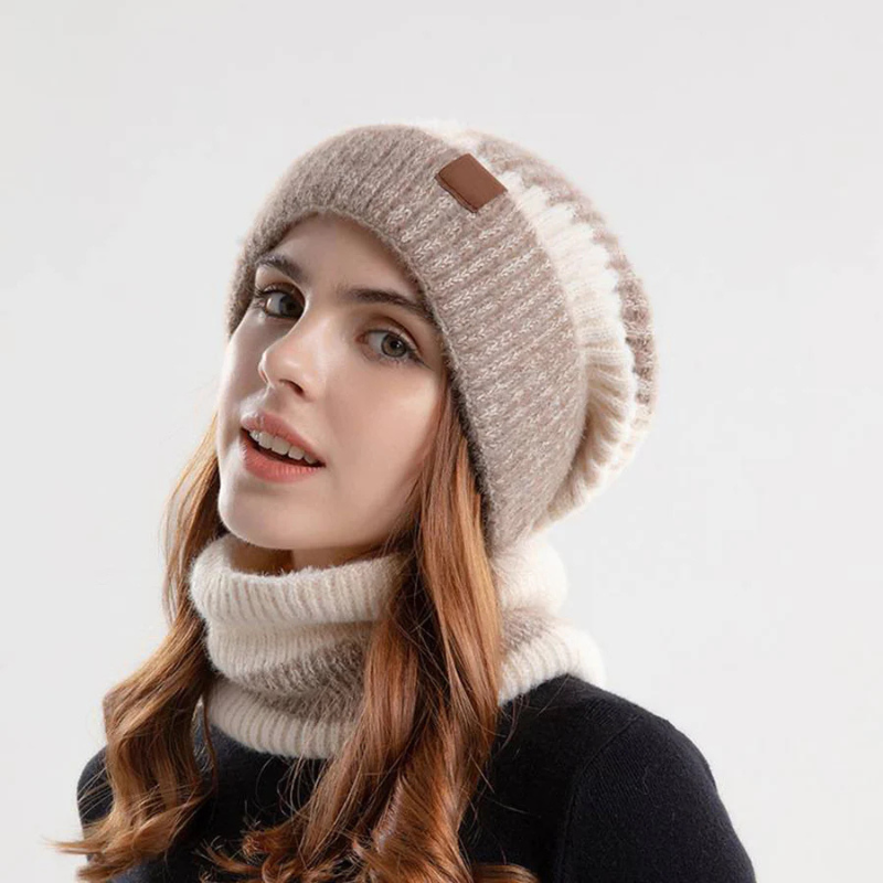 Beanie en Sjaal Set | Gebreid | Warm | Nekwarmer | Winter Hoofddeksel voor Vrouwen-Boutique Moda