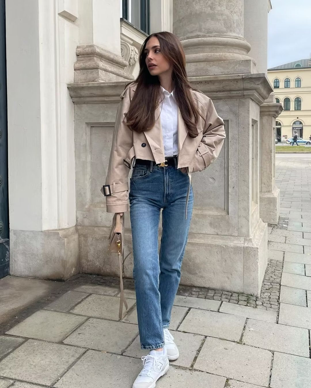 Bijgesneden Jas - Riem - Kort - Trench Jas - Damesjas-Boutique Moda