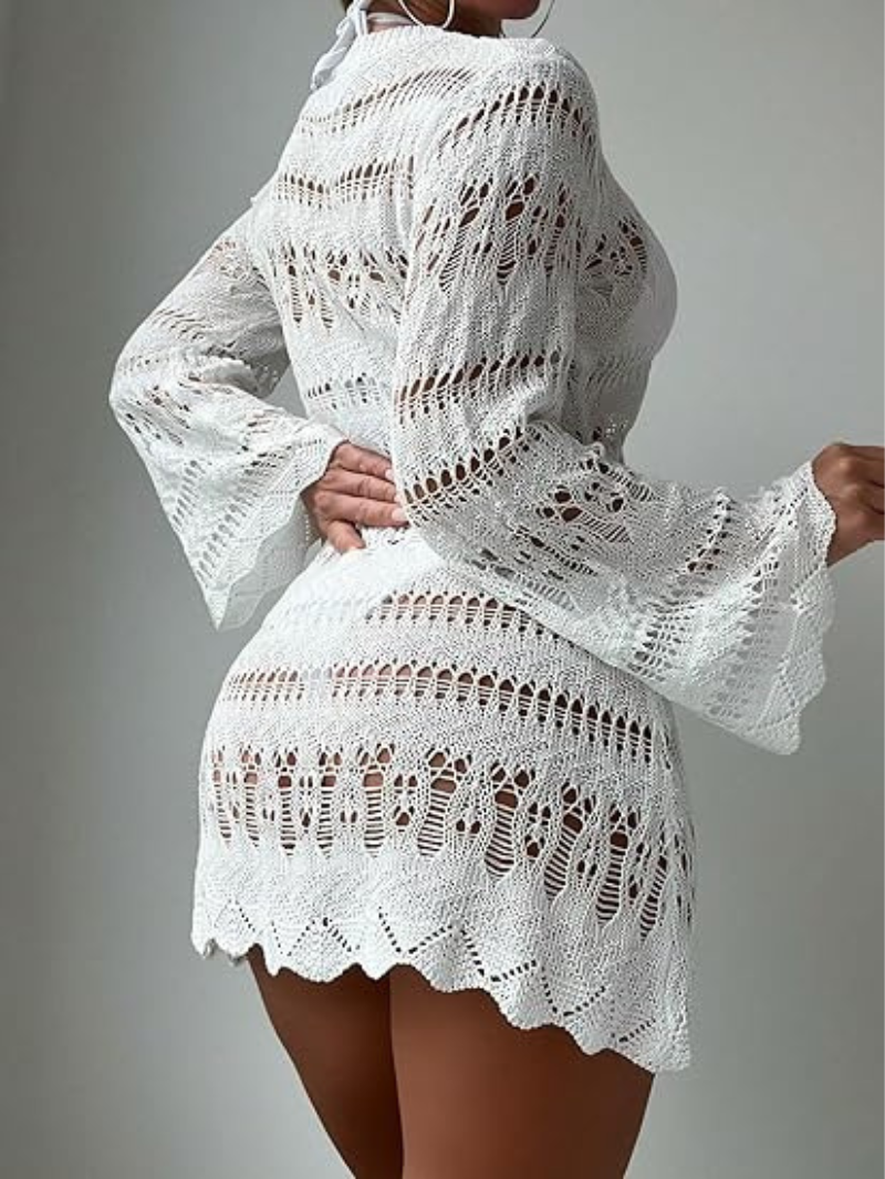 Bikini Gewaad - Lange Mouwen - Gebreid - Strandgewaad - Strandoutfit-Boutique Moda