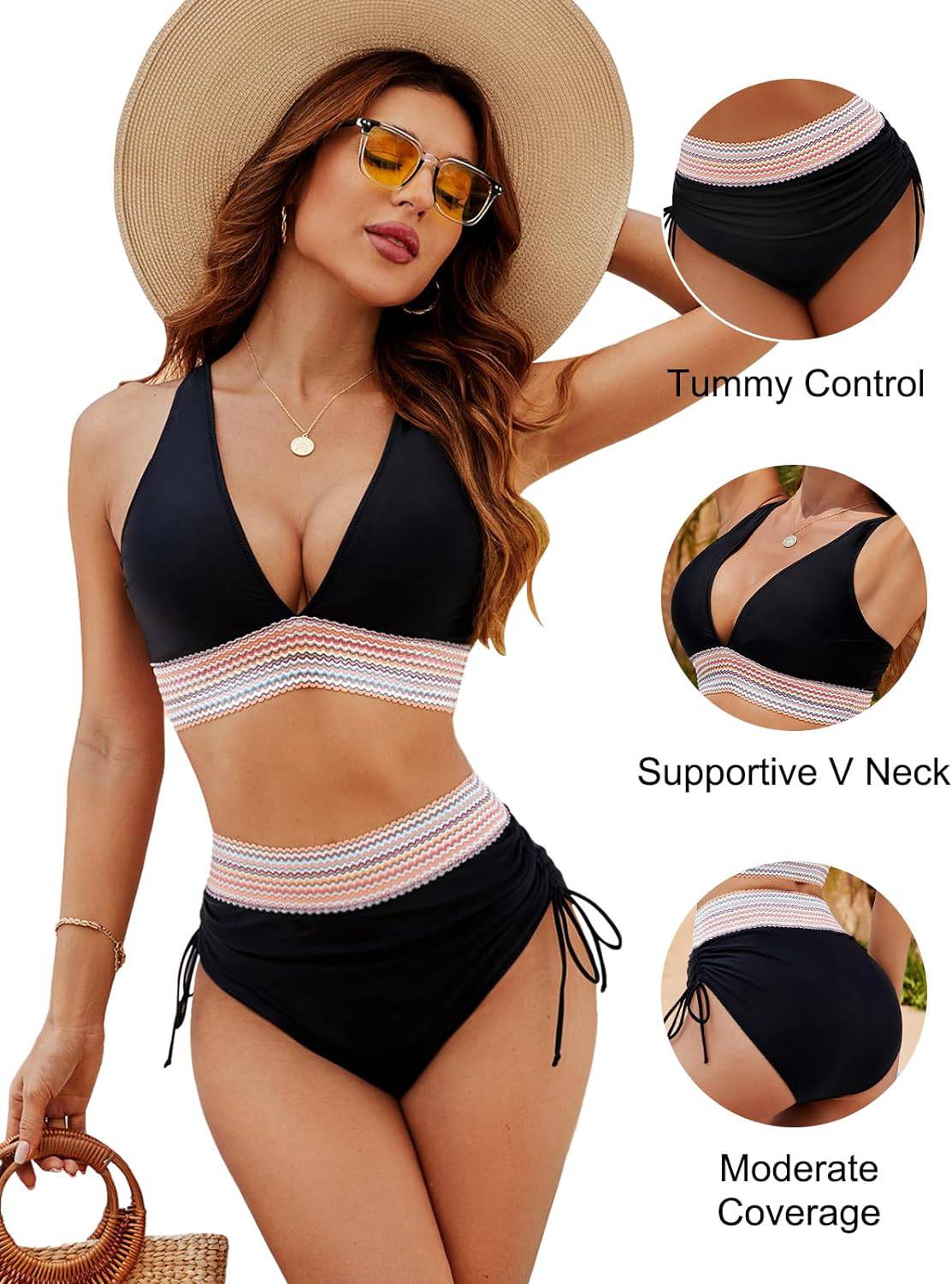 Bikiniset - Tweedelig - V-hals - Bikini met hoge taille - Zwemkleding voor dames-Boutique Moda