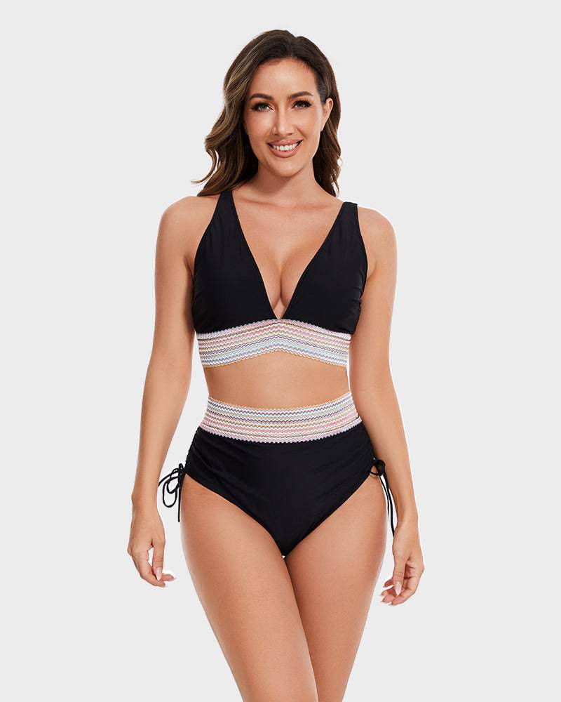 Bikiniset - Tweedelig - V-hals - Bikini met hoge taille - Zwemkleding voor dames-Boutique Moda