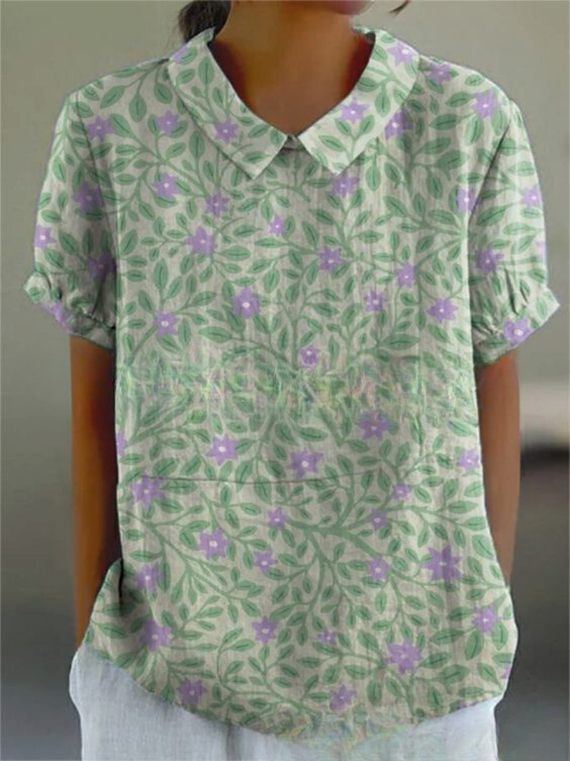 Bloemenblouse | Korte Mouw | Loose Fit | Zomertop-Boutique Moda