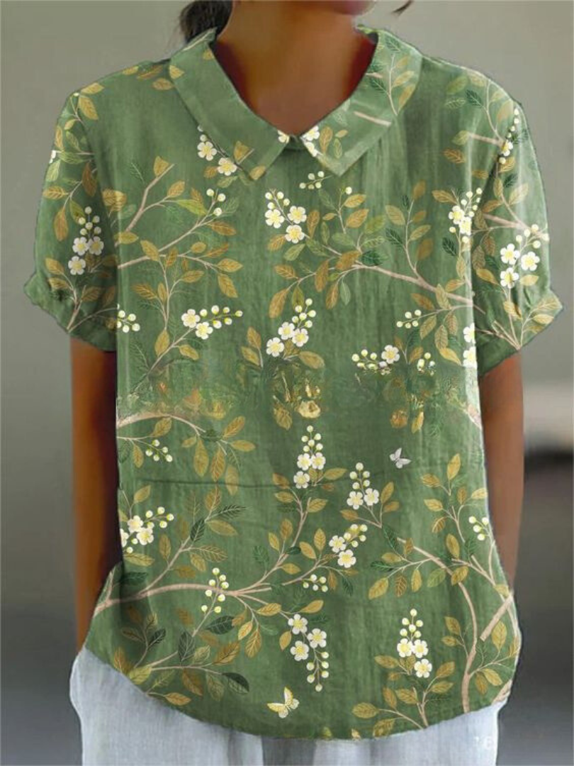 Bloemenblouse | Korte Mouw | Loose Fit | Zomertop-Boutique Moda