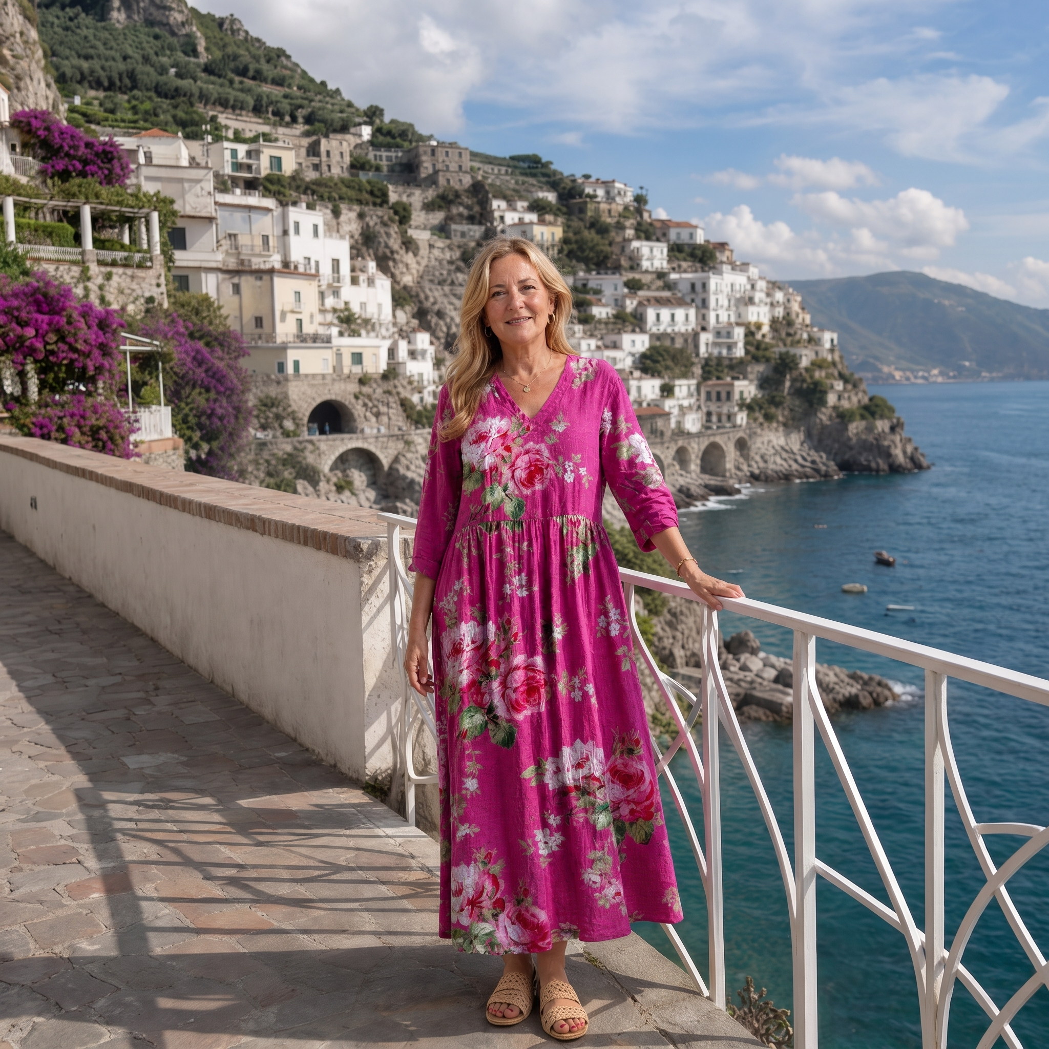 Bloemenjurk Dames – Losse Maxi-jurk met Lange Mouwen en Zakken-Boutique Moda