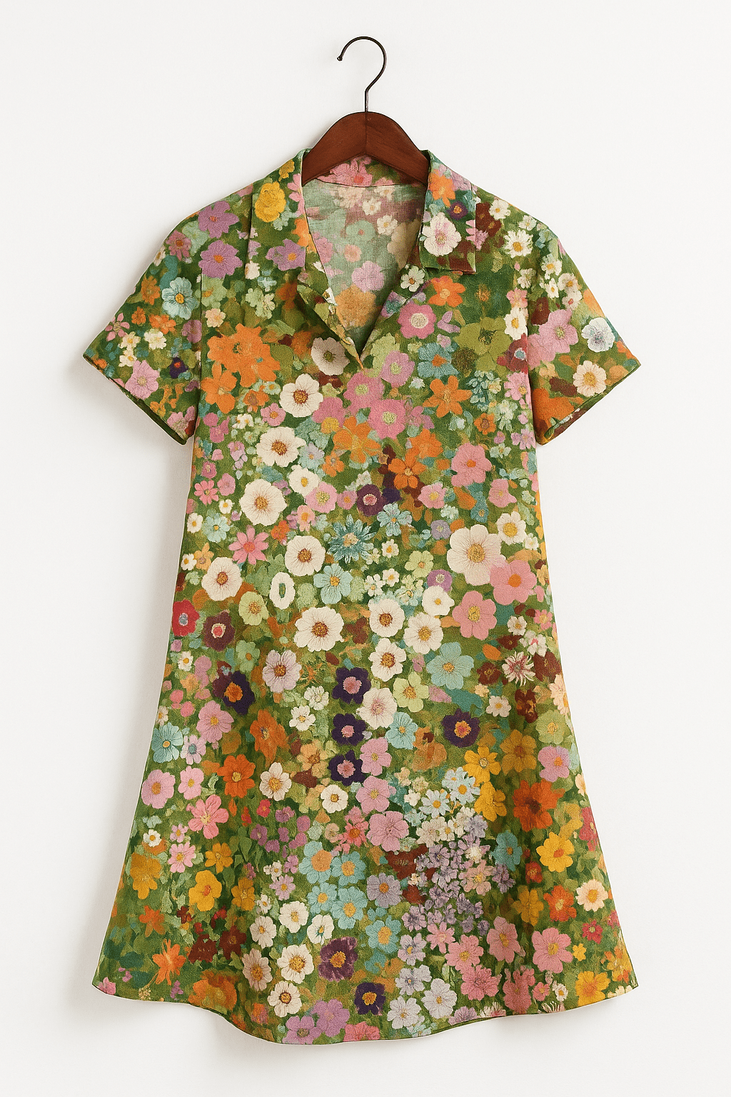 Bloemenjurk - Korte mouwen - Kraag - Mini-jurk - Zomerjurk-Boutique Moda