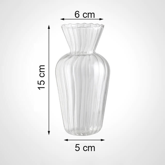 Bloemenvaas Glas | Ribbels Transparant | Klein voor Tafel-Boutique Moda