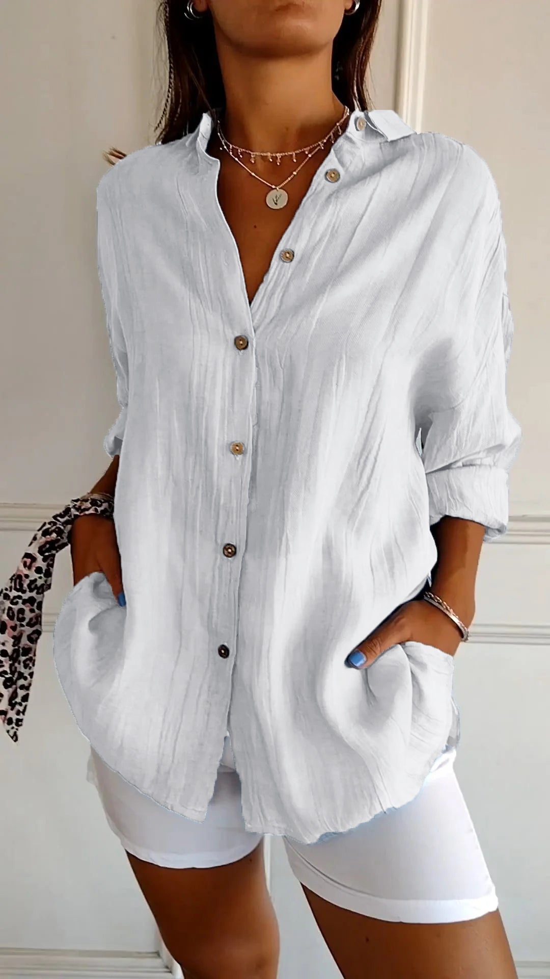 Blouse | Lichtgewicht | Lange mouw | Damesblouse met knoopsluiting-Boutique Moda