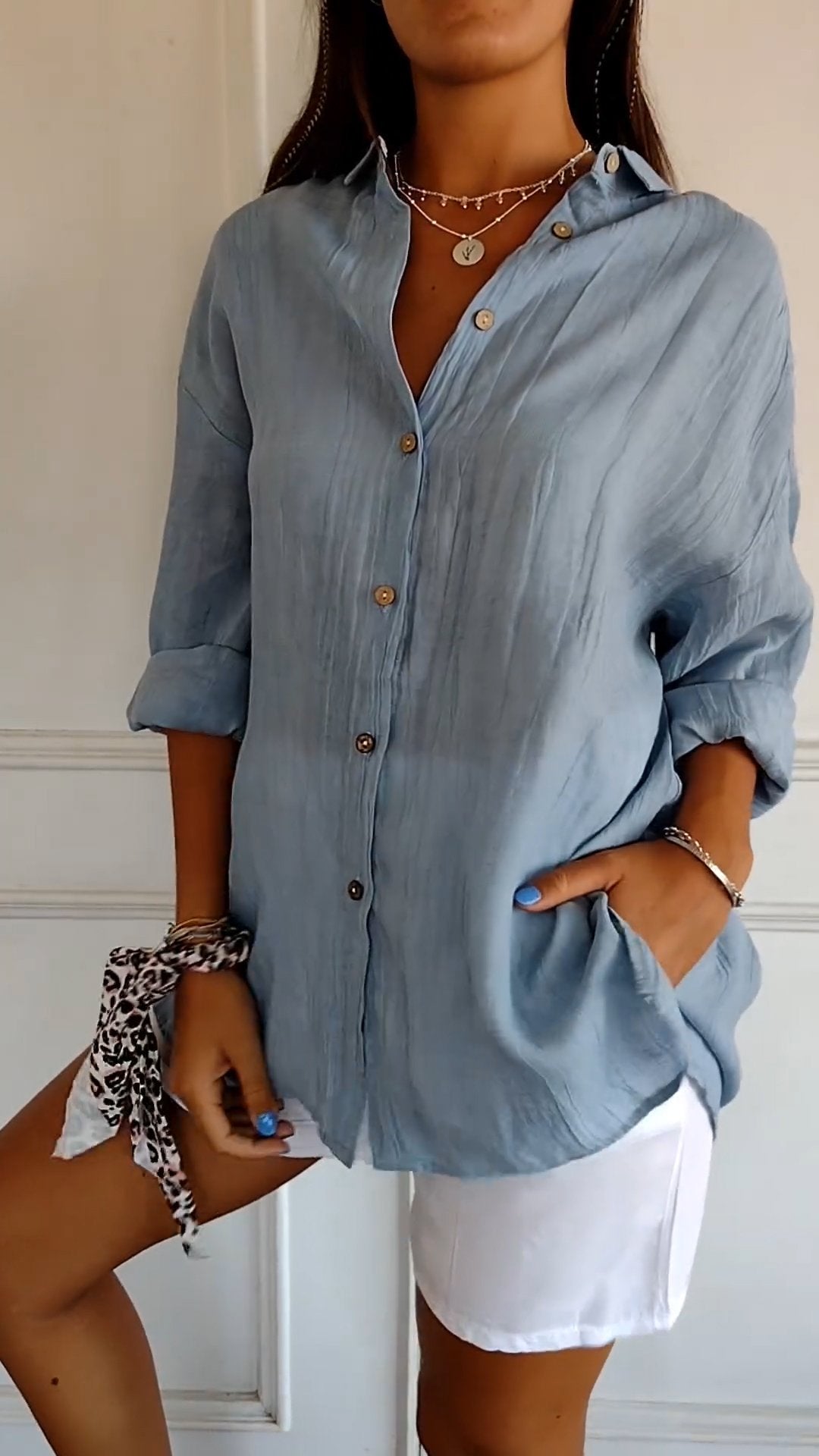 Blouse | Lichtgewicht | Lange mouw | Damesblouse met knoopsluiting-Boutique Moda