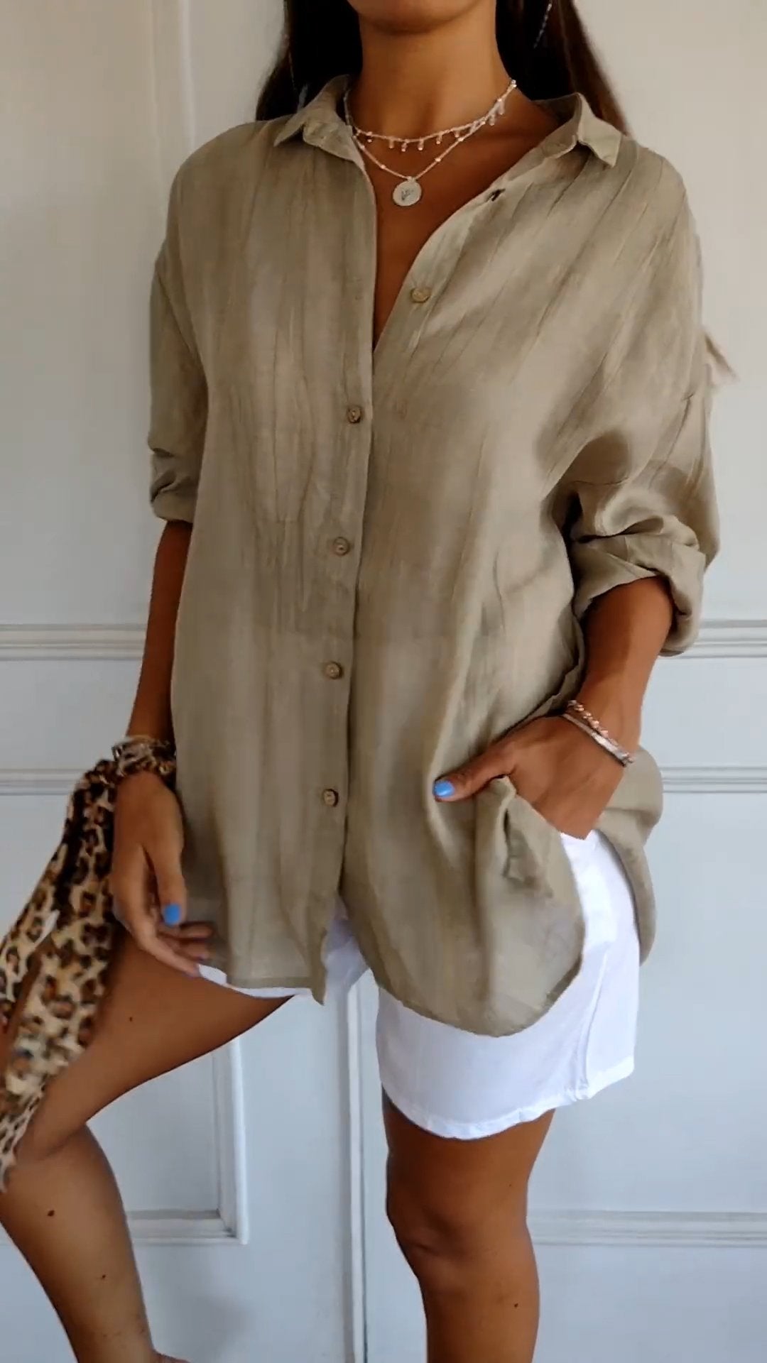 Blouse | Lichtgewicht | Lange mouw | Damesblouse met knoopsluiting-Boutique Moda