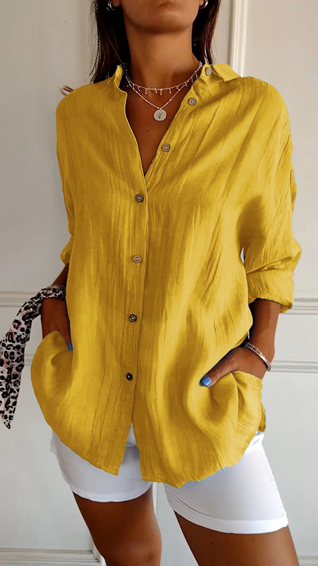 Blouse | Lichtgewicht | Lange mouw | Damesblouse met knoopsluiting-Boutique Moda