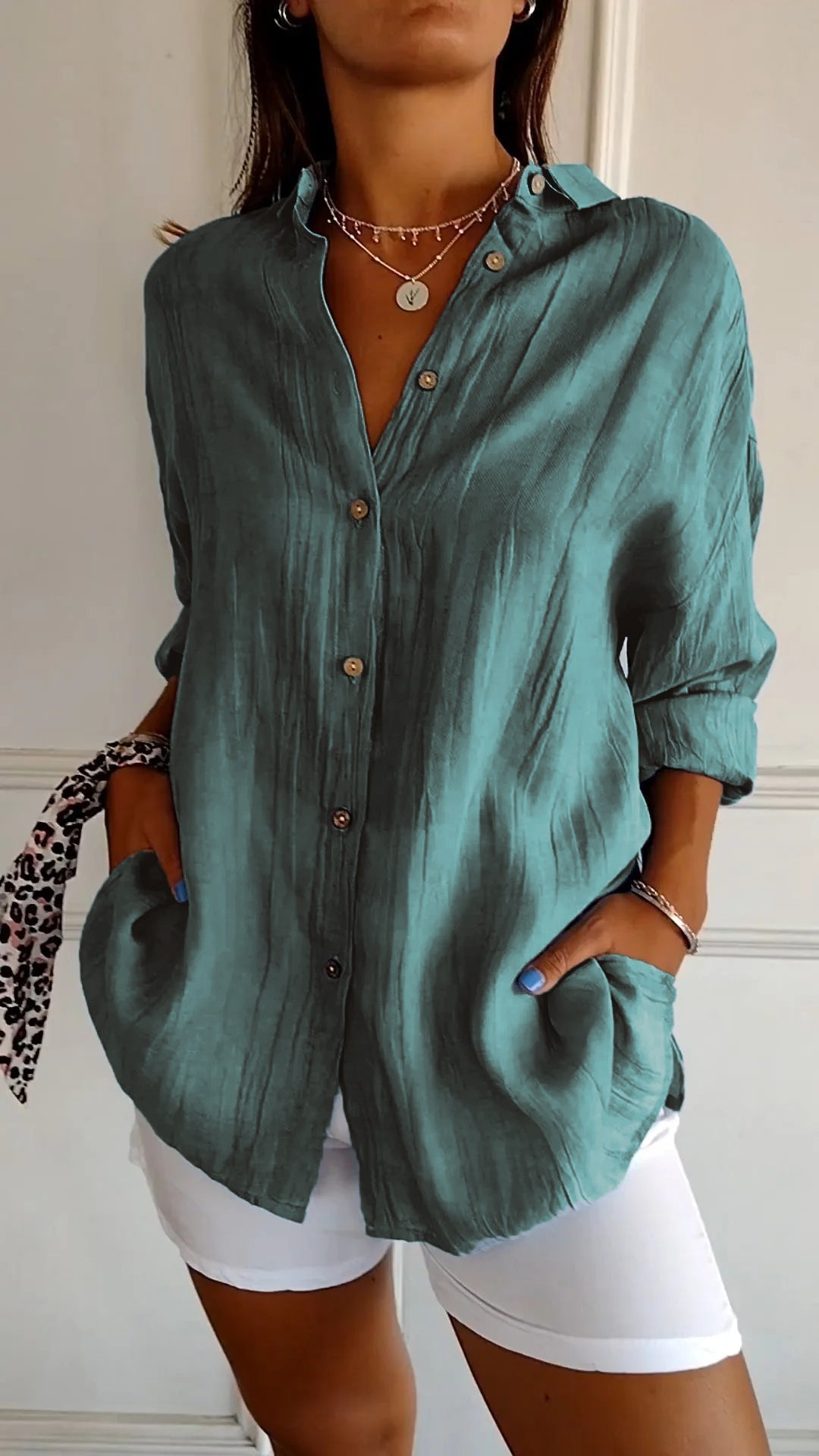 Blouse | Lichtgewicht | Lange mouw | Damesblouse met knoopsluiting-Boutique Moda