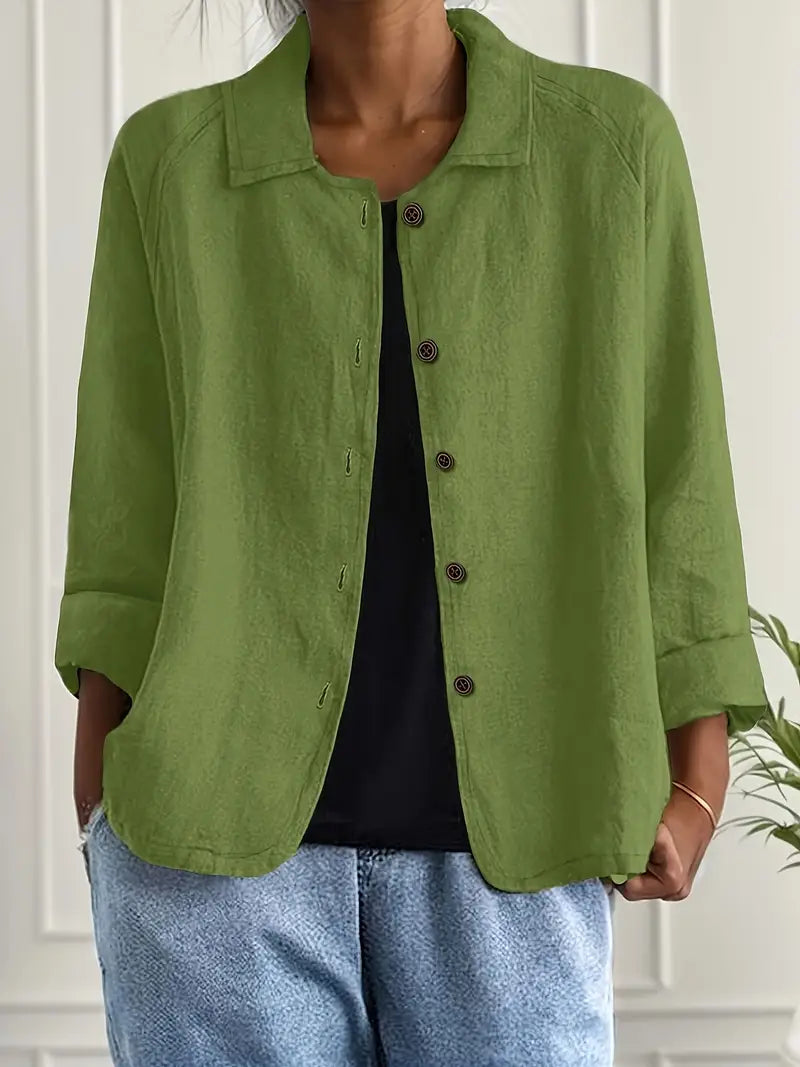 Blouse met knoopsluiting - Lichte damesblazer met kraag-Boutique Moda