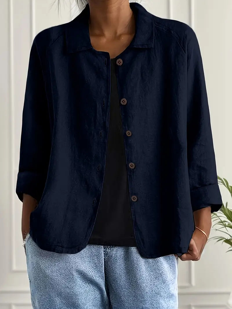 Blouse met knoopsluiting - Lichte damesblazer met kraag-Boutique Moda