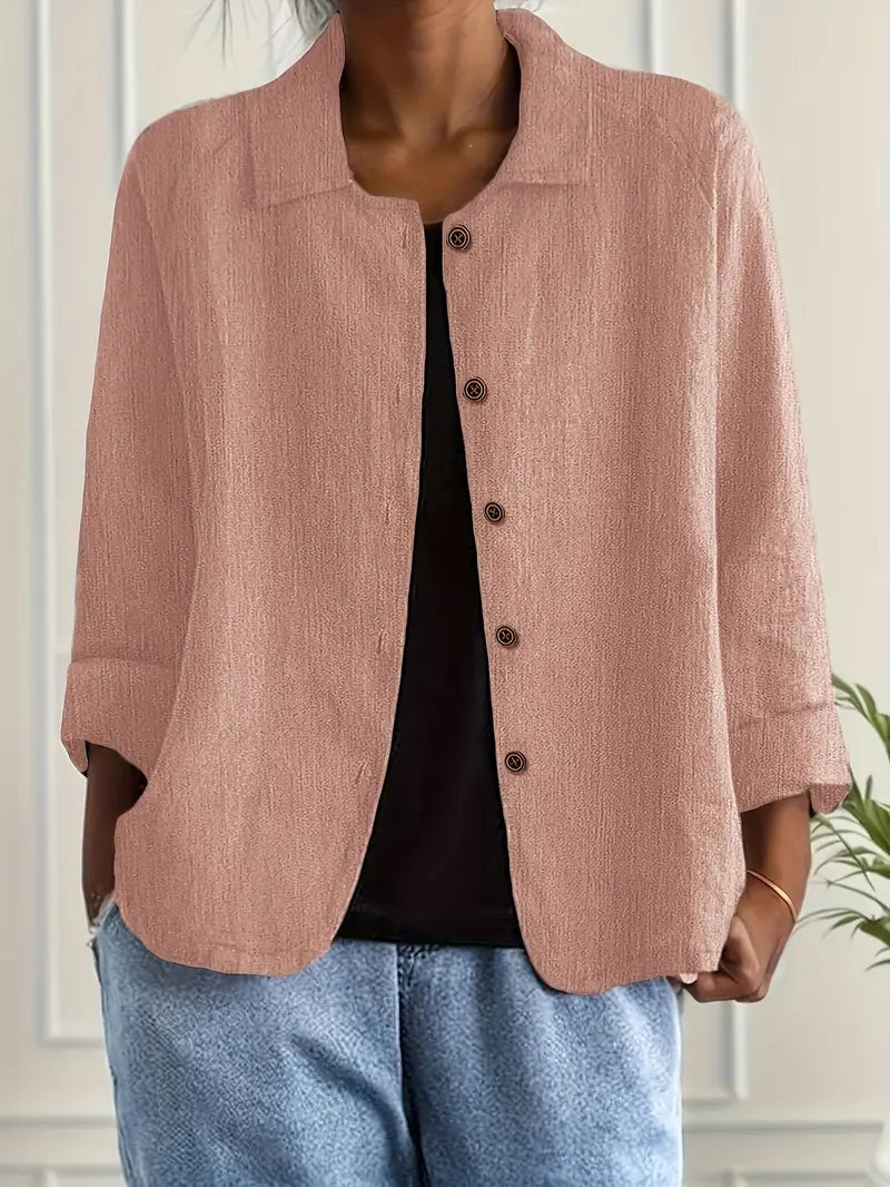 Blouse met knoopsluiting - Lichte damesblazer met kraag-Boutique Moda