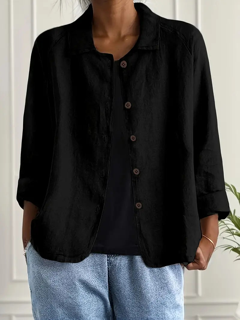 Blouse met knoopsluiting - Lichte damesblazer met kraag-Boutique Moda